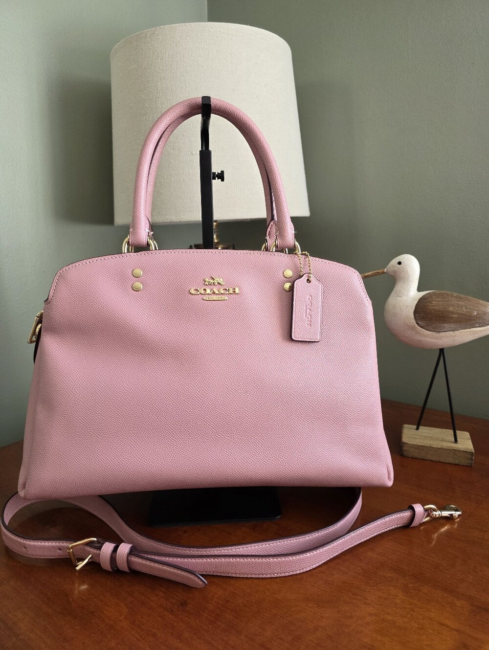 Coach 91493 Lillie Carryall Light Pink Crossgrain Leather Satchel Bag